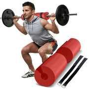 Fitness Weightlifting Barbell Pad with high-density foam padding and secure Velcro straps, designed to provide shoulder and neck support during squats and weightlifting exercises.