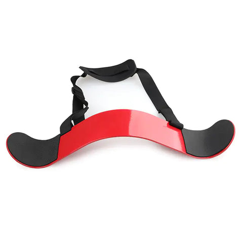 Fitness Bodybuilding Arm Blaster with padded neck strap, designed to isolate and support arms during bicep curls, promoting proper form and maximizing muscle gains.