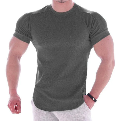 Gym T-Shirt for Men made from breathable, moisture-wicking fabric, featuring a comfortable and flexible fit, perfect for intense workouts and athletic activities.