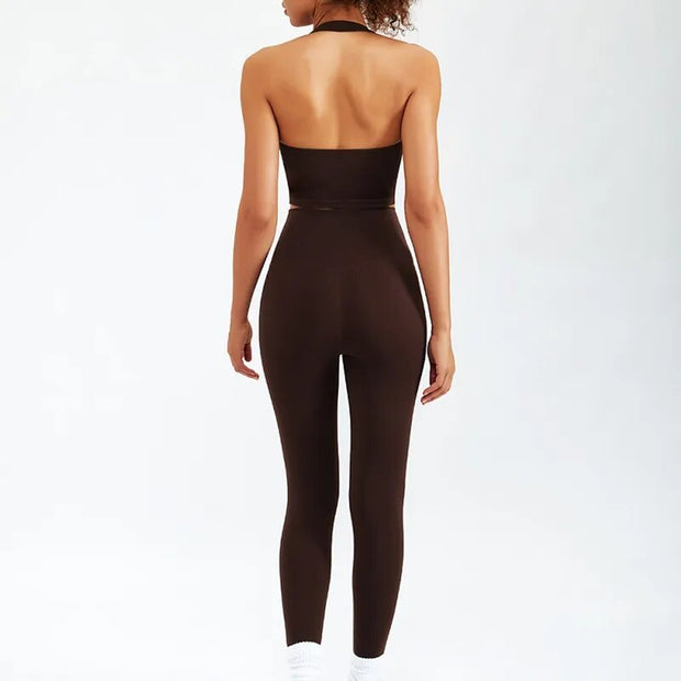 Breathable Sport Soft Yoga Set, including a top and leggings, crafted from high-quality, stretchy fabric for maximum comfort and flexibility during yoga and fitness sessions.