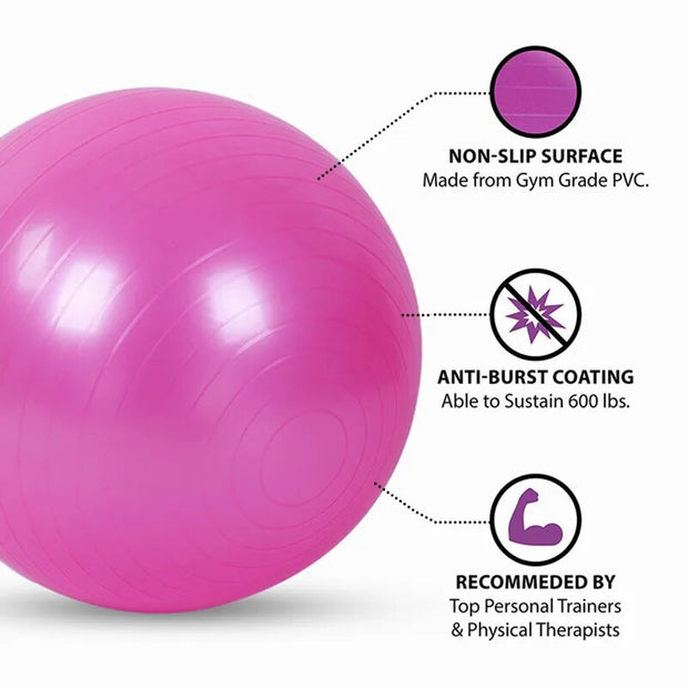 Balance Yoga Ball with anti-burst technology, ideal for enhancing core strength, flexibility, and stability during yoga and fitness exercises.