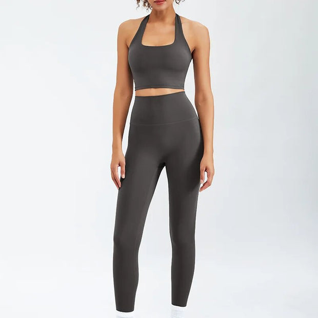 Breathable Sport Soft Yoga Set, including a top and leggings, crafted from high-quality, stretchy fabric for maximum comfort and flexibility during yoga and fitness sessions.