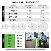 Balance Yoga Ball with anti-burst technology, ideal for enhancing core strength, flexibility, and stability during yoga and fitness exercises.