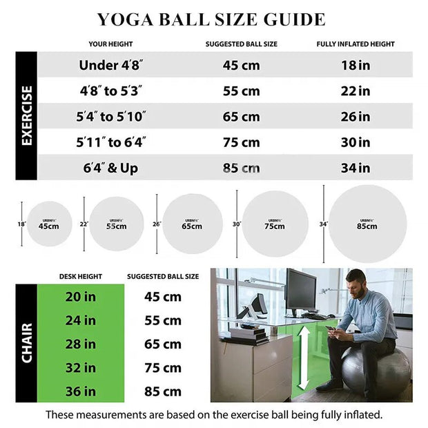 Balance Yoga Ball with anti-burst technology, ideal for enhancing core strength, flexibility, and stability during yoga and fitness exercises.