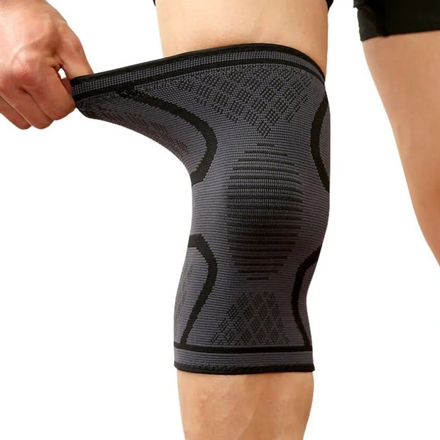 Fitness Running Knee Support Brace with adjustable straps and breathable fabric, designed to provide stability and reduce knee pain during running and high-impact activities.