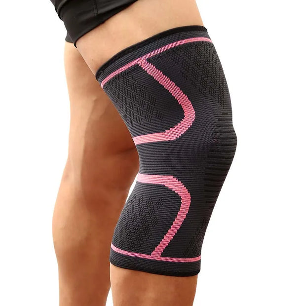 Fitness Running Knee Support Brace with adjustable straps and breathable fabric, designed to provide stability and reduce knee pain during running and high-impact activities.