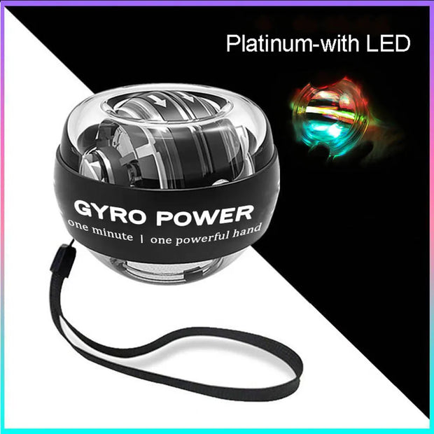 LED Powerball Gyroscopic Wrist Training Ball with built-in lights, designed to improve wrist strength, coordination, and dexterity through dynamic resistance.