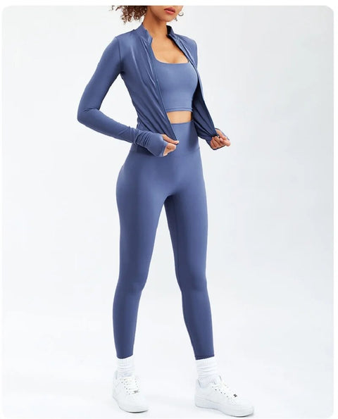 Breathable Sport Soft Yoga Set, including a top and leggings, crafted from high-quality, stretchy fabric for maximum comfort and flexibility during yoga and fitness sessions.