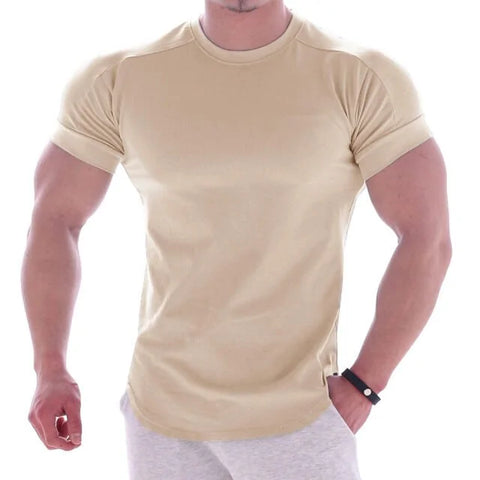 Gym T-Shirt for Men made from breathable, moisture-wicking fabric, featuring a comfortable and flexible fit, perfect for intense workouts and athletic activities.