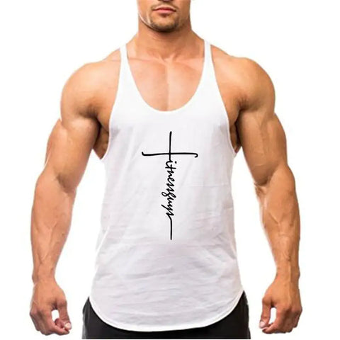 Brand Gym Stringer Tank Top for Men, ideal for bodybuilding, featuring lightweight, breathable fabric and a stylish design for optimal comfort and performance during workouts.