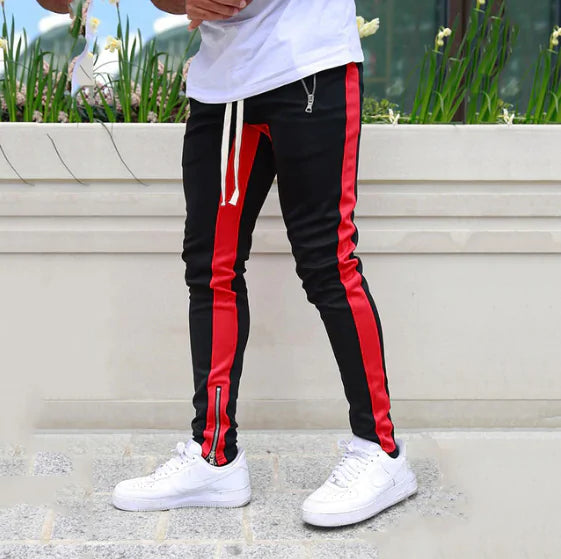 Men's Fitness Sweatpants made from breathable, lightweight material with a skinny fit and drawstring waist for comfortable and stylish workout sessions.