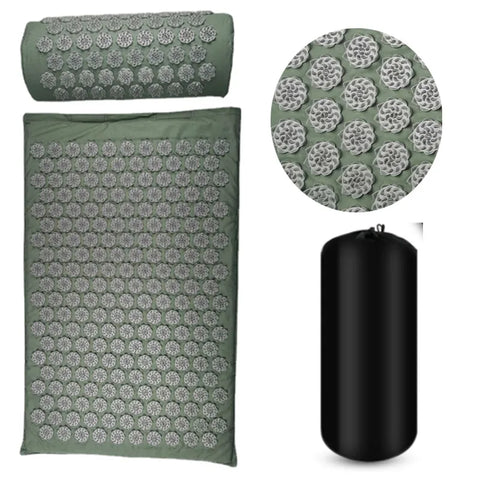 Acupressure Stress Relief Yoga Mat with precision-engineered acupressure points, designed to enhance relaxation, reduce stress, and improve overall well-being during yoga practice.