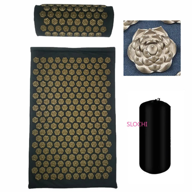 Acupressure Stress Relief Yoga Mat with precision-engineered acupressure points, designed to enhance relaxation, reduce stress, and improve overall well-being during yoga practice.