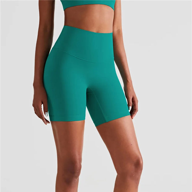 Women Sports High Waist Shorts with breathable, stretchy fabric and a high-waist design for optimal comfort and support during workouts and athletic activities.