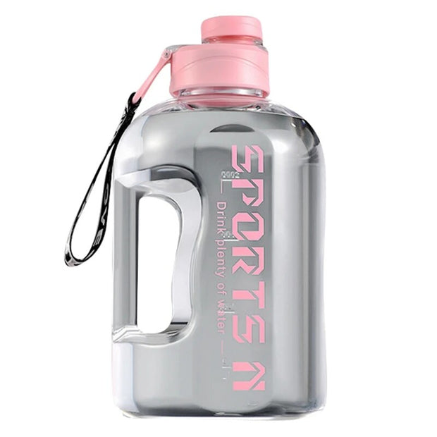 Fitness Large Water Bottle with high capacity, leak-proof design, and easy-carry handle, perfect for staying hydrated during workouts and outdoor activities.