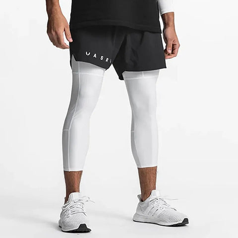 Men's Gym Running Compression 2-in-1 Shorts with built-in compression layer and outer layer, providing support, comfort, and flexibility for running and workouts.