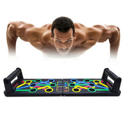 14 in 1 Push-Up Training Board with color-coded positions for varied muscle targeting and ergonomic handles for a versatile and effective upper body workout.