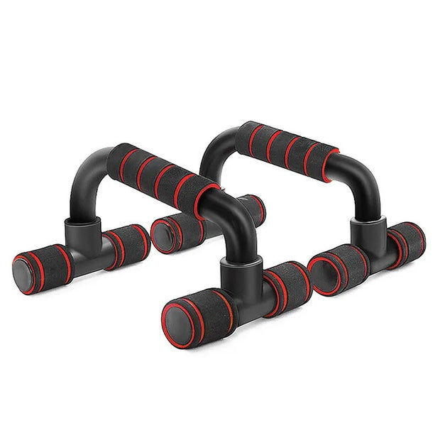 Push Up Bars with ergonomic handles and non-slip base, designed to enhance upper body workouts by providing stability and reducing wrist strain during push-ups.