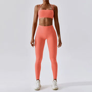 Women's Yoga Activewear Set including a supportive sports bra and high-waist leggings, made from breathable, stretchy fabric for optimal comfort and flexibility during yoga sessions.