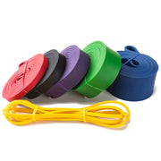 Elastic Training Resistance Bands with varying resistance levels, ideal for strength training, stretching, and physical therapy, offering portability and versatility for workouts.