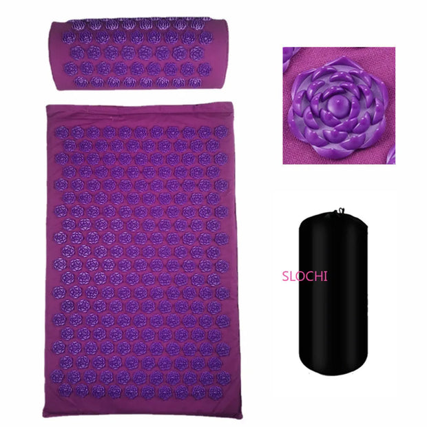 Acupressure Stress Relief Yoga Mat with precision-engineered acupressure points, designed to enhance relaxation, reduce stress, and improve overall well-being during yoga practice.