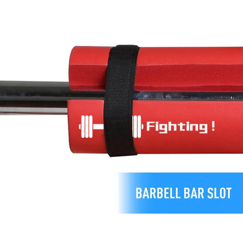 Weight Lifting Foam Barbell Pad Cover with high-density foam padding and secure Velcro straps, designed for shoulder and neck protection during squats and weightlifting exercises.