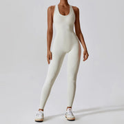 Fitness Workout Push-Up Jumpsuit made from breathable, stretchy fabric, featuring a built-in push-up bra for support and a stylish design for comfort and performance during workouts.