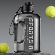 Fitness Large Water Bottle with high capacity, leak-proof design, and easy-carry handle, perfect for staying hydrated during workouts and outdoor activities.