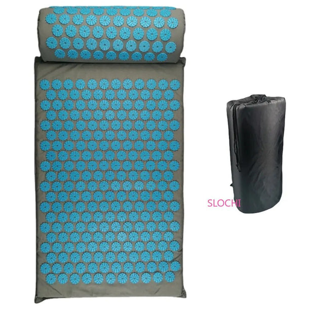 Acupressure Stress Relief Yoga Mat with precision-engineered acupressure points, designed to enhance relaxation, reduce stress, and improve overall well-being during yoga practice.