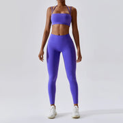 Women's Yoga Activewear Set including a supportive sports bra and high-waist leggings, made from breathable, stretchy fabric for optimal comfort and flexibility during yoga sessions.