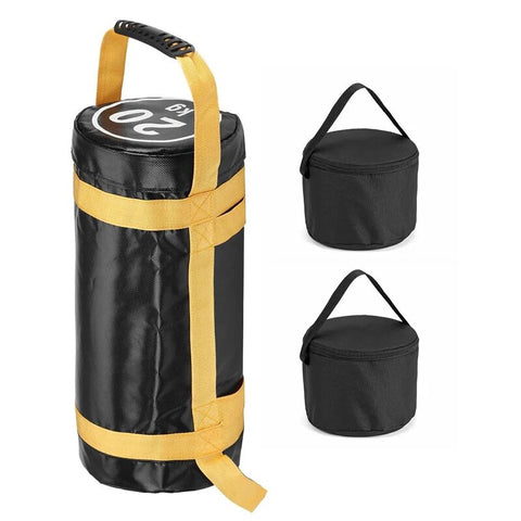 Fitness Weight Lifting Sandbag with multiple handles and adjustable weight capacity, designed for versatile strength training and functional fitness workouts.