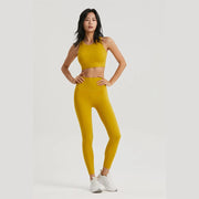 Women Sportswear Yoga Set including a top and leggings, made from breathable, stretchy fabric for maximum comfort and flexibility during yoga and fitness sessions.