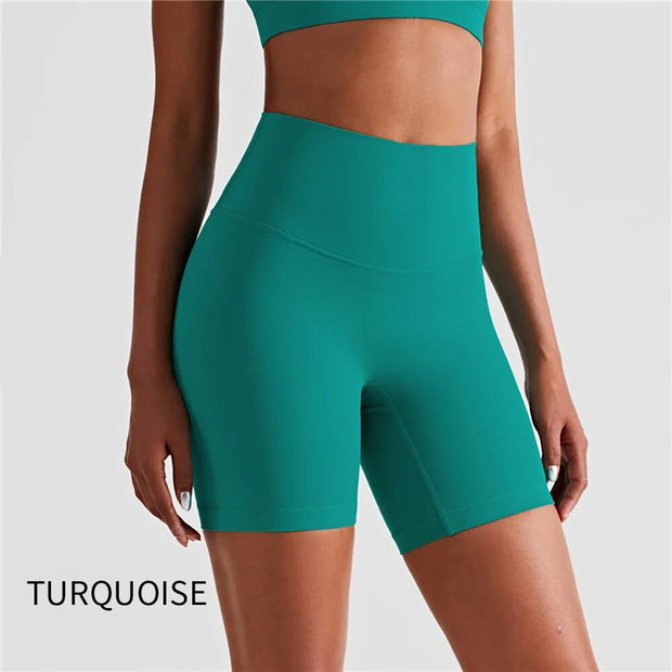 Women Sports High Waist Shorts with breathable, stretchy fabric and a high-waist design for optimal comfort and support during workouts and athletic activities.