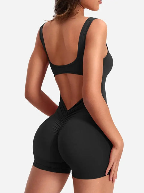 Fitness Jumpsuits Sportswear with a sleek design, made from breathable, stretchy fabric, providing full-body support and comfort for various workouts and activities.