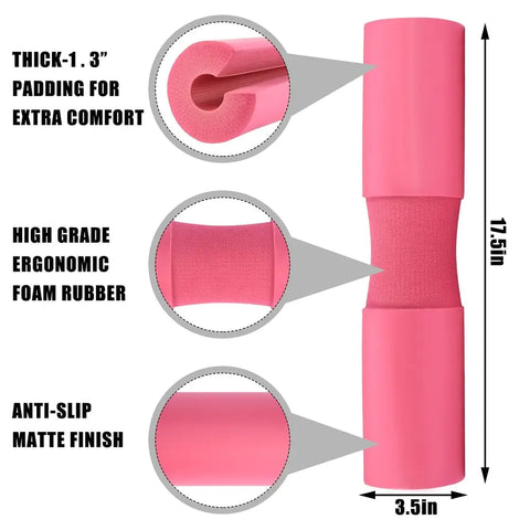 Fitness Weightlifting Barbell Pad with high-density foam padding and secure Velcro straps, designed to provide shoulder and neck support during squats and weightlifting exercises.