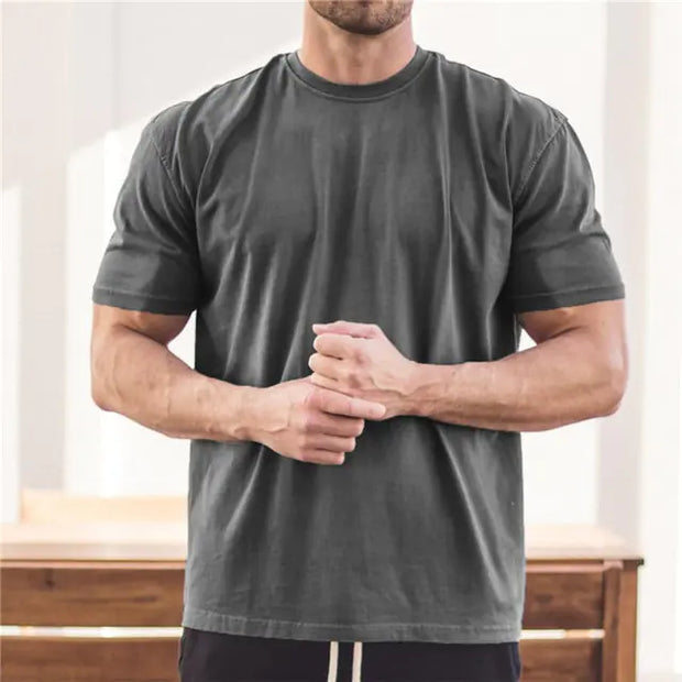 Men's Gym Workout Fitness Cotton T-Shirt, made from breathable, soft cotton fabric, designed for comfort and performance during workouts and athletic activities