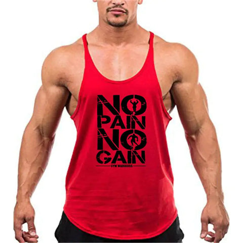 Brand Gym Stringer Tank Top for Men, ideal for bodybuilding, featuring lightweight, breathable fabric and a stylish design for optimal comfort and performance during workouts.