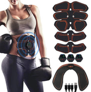 EMS Abdominal & Hip Trainer Toner, USB rechargeable, designed for home gym use, providing targeted muscle stimulation to tone abs and hips with adjustable intensity levels.