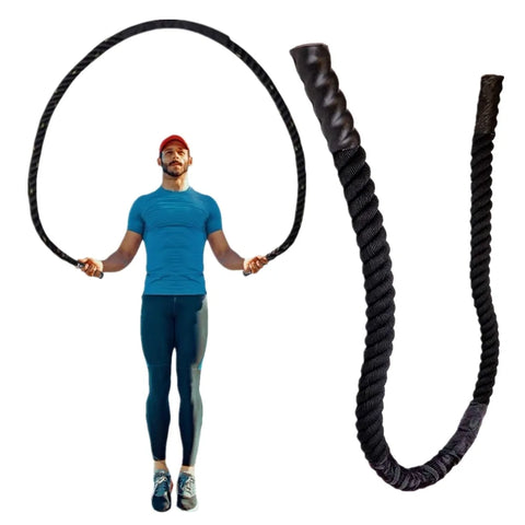 Heavy Weighted Jump Rope for Fitness and Muscle Building with durable handles and thick rope, designed to enhance cardio, strength, and endurance during workouts.