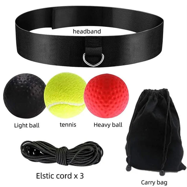 Boxing Reflex Speed Punch Ball with adjustable headband, designed for improving hand-eye coordination, reflexes, and agility during boxing training.