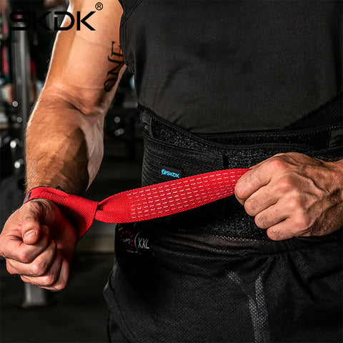 Gym Wrist Straps made from Neoprene and Sponge with durable polyester/cotton ribbon, providing secure and comfortable wrist support for weightlifting and intense workouts.