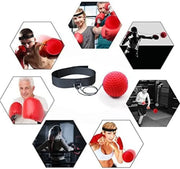 Boxing Reflex Speed Punch Ball with adjustable headband, designed for improving hand-eye coordination, reflexes, and agility during boxing training.