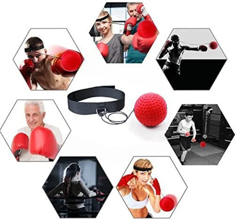 Boxing Reflex Speed Punch Ball with adjustable headband, designed for improving hand-eye coordination, reflexes, and agility during boxing training.