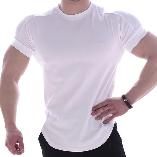 Gym T-Shirt for Men made from breathable, moisture-wicking fabric, featuring a comfortable and flexible fit, perfect for intense workouts and athletic activities.