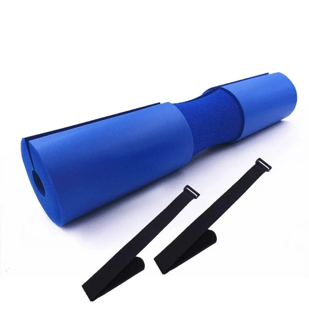 Fitness Weightlifting Barbell Pad with high-density foam padding and secure Velcro straps, designed to provide shoulder and neck support during squats and weightlifting exercises.