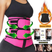 Slimming Fitness Belt with adjustable straps, designed to provide waist support, enhance sweat production, and aid in trimming and toning the abdominal area during workouts.