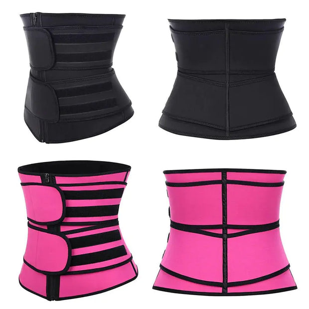 Slimming Fitness Belt with adjustable straps, designed to provide waist support, enhance sweat production, and aid in trimming and toning the abdominal area during workouts.