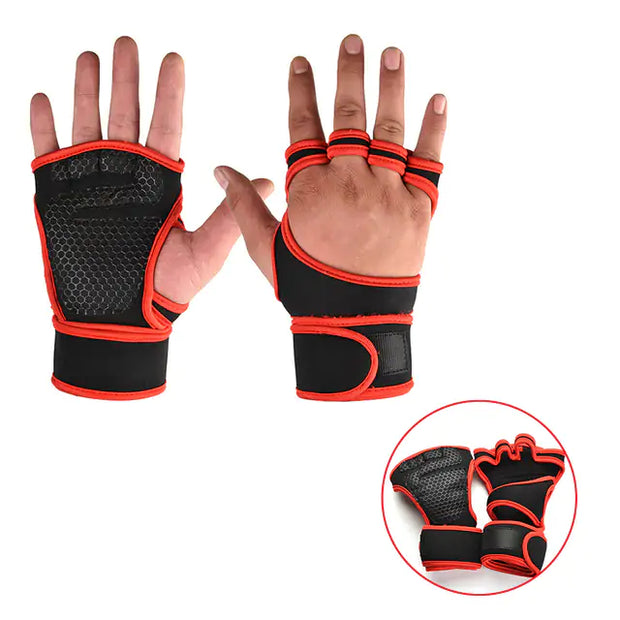 Weightlifting Training Gloves with padded palms and adjustable wrist straps, designed to enhance grip, protect hands, and provide support during intense workouts.