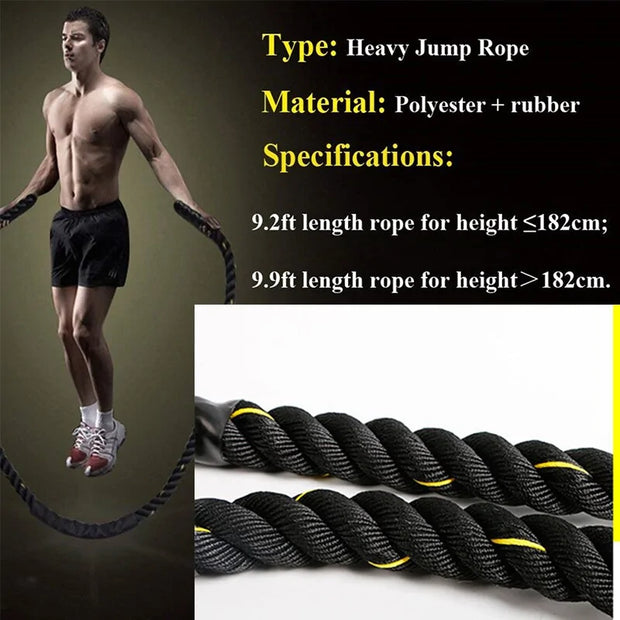 Heavy Weighted Jump Rope for Fitness and Muscle Building with durable handles and thick rope, designed to enhance cardio, strength, and endurance during workouts.