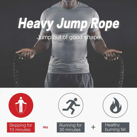 Heavy Weighted Jump Rope for Fitness and Muscle Building with durable handles and thick rope, designed to enhance cardio, strength, and endurance during workouts.